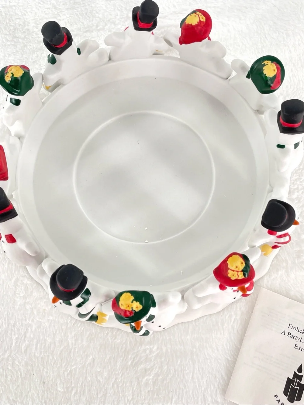 Retired PartyLite "Frolicking Frostys" 3-wick Candle Holder or Centerpiece - Picture 3 of 8